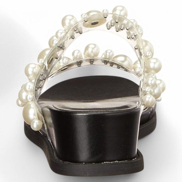 Anne Klein Women S Bessy Sandals Clear-Cork and Black Sophistication - Picture 6 of 7